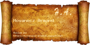 Hovanecz Armand névjegykártya